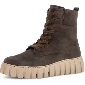 Gabor Schnürboots , Damen, Gr. 39, Warmfutter, weiß (mocca), Veloursleder, Schuhe Schnürboots, Schnürstiefelette mit gepolstertem Schaftrand, G-Weite, Topseller