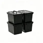 Merkloos Set aus 4 stapelbaren Aufbewahrungsboxen, 6 Liter Fassungsvermögen, Schwarz