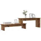 Merkloos Wandmontiertes TV-Schrank-Set aus Altholz für das Wohnzimmer