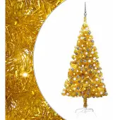 Syfax Künstlicher Weihnachtsbaum Beleuchtung & Kugeln Gold 120 cm PET