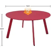 Unyqoos Grand Patio Runder, leichter Beistelltisch 70CM x 70CM – witterungsbeständig für Balkon, Terrasse, Garten, Wohnzimmer & Büro, Rot