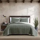 OEM Quilt-Set 3-tlg. Baumwolle Grün Full/Queen 90x90 Zoll