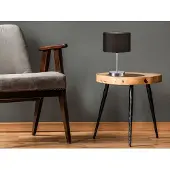 TRIO Design Nachttischleuchte Lampenschirm Stoff rund Schwarz, Schlafzimmerlampe