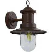LINDBY Außenwandleuchte Eloretta , dimmbar, braun / rost, Metall, Landhaus / Rustikal, Wandleuchte außen