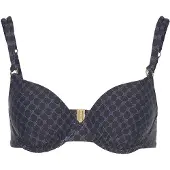 JOOP! Bügel-Bikini-Top JOOP "Cortina", Damen, Gr. 34, Cup D, blau (navy aop), Microfaser, Obermaterial: 83% Polyamid, 17% Elasthan, Bikini-Oberteile Bügel-Bikini-Top, Cornflower-Design, leicht wattiert