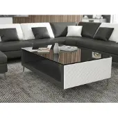 AEA Couchtisch Modern Schwarz Leder Design Wohnzimmertisch Beistelltisch *