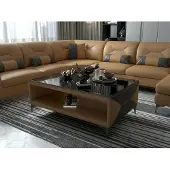 AEA Couchtisch Modern Blau Braun Hochglanz Elegant Wohnzimmertisch Luxus