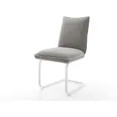 DELIFE Freischwinger Lelio-Flex Strukturstoff Soft Grau Freischwinger flach Weiß Taschenfederkern