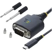 StarTech.com .com 2m USB-C auf Seriell-Adapterkabel; COM Retention, FTDI-Chipsatz, USB-C zu DB9 RS232, Status-LEDs & auswechselbare DB9-Schrauben/Muttern, Schwarz, 2 m, USB Typ-C, RS-232, Stecker, Buchse
