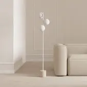 LUMIÈRE Design Rovea Stehleuchte Travertinstein Opalglas 3-flammig Weiß