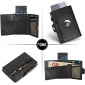 Markenlos Herrenbörse dünn, RFID-Schutz, Magnetverschluss, Schwarz, Geschenkbox