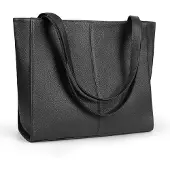 Merkloos Damen Ledertasche mit Laptopfach – Schwarz