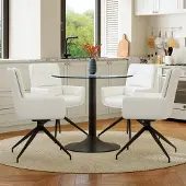 Ninkear Esszimmertisch-Set, gehärtetes Glas, Metallstütze, 4 Drehstühle Polyurethan(Black,Transparent,White)