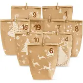 OEM Adventskalender zum Befüllen, 24 Tüten + Aufkleber, weiß