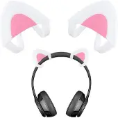 Markenlos Katzenohren Aufsatz für Over-Ear-Kopfhörer verstellbar Silikon weiß rosa