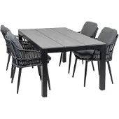 4 Jahreszeiten Gartenmöbel 5-teiliges Garten-Set | 4 Gartenstühle Isabel | Limasol Gartentisch | 180 cm