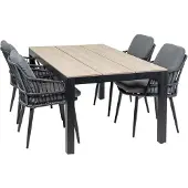 4 Jahreszeiten Gartenmöbel 5-teiliges Garten-Set | 4 Gartenstühle Isabel | Limasol Gartentisch | 180 cm