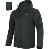 Merkloos Herrenregenjacke mit Kapuze, wasserdicht und winddicht, dunkelgrau