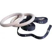 Lifemaxx Crossmaxx Hölzerne Crossfit Ringe mit verstellbaren Gurten