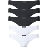 H.I.S. String H.I.S, Damen, Gr. 42, schwarz-weiß (weiß, schwarz), Obermaterial: 95% Baumwolle, 5% Elasthan, unifarben, körpernah, Unterhosen String, aus elastischer Baumwoll-Qualität, Topseller