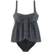 LASCANA Badeanzug , Damen, Gr. 44, Cup B, schwarz-weiß (schwarz, weiß), Polyamid, gepunktet, Badeanzüge Badeanzug, mit gerafftem Oberteil und Shaping-Effekt