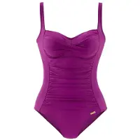 LASCANA Badeanzug "Saphir", Damen, Gr. 46, Cup B, pink (fuchsia), Polyamid, unifarben, Badeanzüge Badeanzug, mit Raffungen und Shaping-Effekt, Topseller