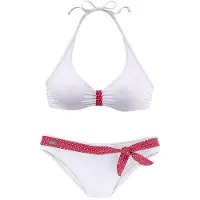 Buffalo Bügel-Bikini , Damen, Gr. 42, Cup C, weiß, Polyamid, Print-Einsatz, gepunktet, unifarben, Bikini-Sets Bügel-Bikini, mit süßen Kontrastdetails