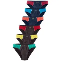 Le jogger Slip , Herren, Gr. 4, 6 Stk., Jersey, blau (navy, grau), Jersey, Obermaterial: 100% Baumwolle, unifarben, körpernah, Unterhosen Slip, mit kontrastfarbenen Highlights, Topseller