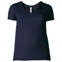 Sheego T-Shirt "T-Shirt", Damen, Gr. 52/54, blau (marine), 100% Baumwolle, unifarben, V-Ausschnitt, Shirts T-Shirt