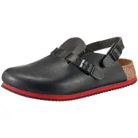 Birkenstock Clog Kay Superlauf, WB, Naturleder, schwarz/rot, schmal, Größe 42 582636-42