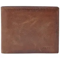 Fossil Leder Geldbörse Derrick RFID Large Coin Pocket Bifold Brown braun