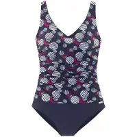 LASCANA Badeanzug , Damen, Gr. 44, Cup E, blau (marine, bedruckt), Polyamid, bedruckt, Badeanzüge Badeanzug, mit Shaping-Einsatz, verstellbare Träger, bis E-Cup