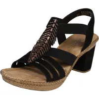 Rieker Sandalette, Sommerschuh, Sandale, Plateauabsatz, mit Strass-Steinchen verziert