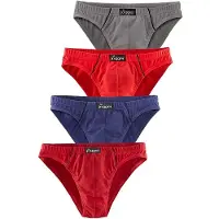 Le jogger Slip "Minislip", Herren, Gr. 5, 4 Stk., bunt, Jersey, Obermaterial: 95% Baumwolle, 5% Elasthan, unifarben, körpernah, Unterhosen Slip, knappe Form, schöne Farben mit kontrastfarbenen Pipings