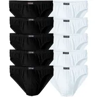 H.I.S. Slip H.I.S "Männer Unterhose", Herren, Gr. 6L, 10 Stk., schwarz-weiß (schwarz, weiß), Jersey, Obermaterial: 95% Baumwolle, 5% Elasthan, unifarben, körpernah, Unterhosen Slip, in Unifarben