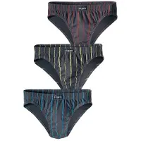 Le jogger Slip , Herren, Gr. 5, 3 Stk., bunt (rot, gelb, blau), Jersey, Obermaterial: 95% Baumwolle, 5% Elasthan, gestreift, körpernah, Unterhosen Slip, mit kontrastfarbenen Streifen