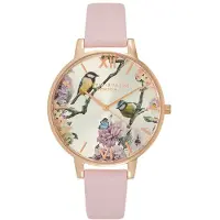 Olivia Burton Analog Quarzuhr für Damen Kollektion Pretty Blossom mit Rötliches