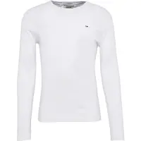 Tommy Hilfiger Langarmshirt TOMMY JEANS "TJM ORIGINAL RIB LONGSLEEVE", Herren, Gr. S (46), weiß (classic weiß), Obermaterial: 100% Baumwolle, unifarben, Basic, schmal, Rundhals, Shirts Langarmshirt