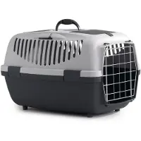 Stefanplast Carrefour Trasportino gulliver 2 con porta metallo 55x36x35 cm, Fester Transportbox, Haustiertransportbox zum Fliegen, Katze, Frontlader, Grau, Einfarbig