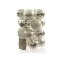 Kaemingk Set aus 20 Glas-Weihnachtskugeln, Ø 6 cm, Silber/Weiß, matt & glänzend, festlicher Glanz