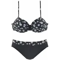 LASCANA Bügel-Bikini , Damen, Gr. 38, Cup G, schwarz-weiß (schwarz, weiß), Polyamid, gepunktet, Bikini-Sets Bügel-Bikini, mit einer schlichten Schlaufe zwischen den Cups