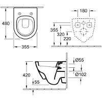 Villeroy & Boch Subway 2.0 Tiefspül-WC, Compact spülrandlos, oval, wandhängend, 355x480x360mm, 5606R001, Farbe: Weiß