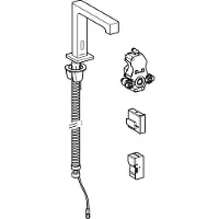 Geberit Brenta Waschtischarmatur, Ausladung 195mm, ohne Mischer, Netzbetrieb, für UP-Funktionsbox, 116.191.21.1, Farbe: hochglanz-verchromt