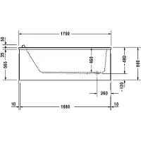 Duravit Starck Rechteck Badewanne, Einbauversion, 1 Rückenschräge, 1700x900mm, weiß, 700337000000000