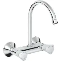 GROHE Costa Zweigriff-Spültischarmatur, Ausladung 182mm, Bogenauslauf, schwenkbar, 31191001