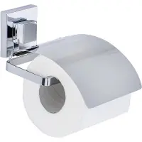 Wenko Vacuum-Loc Cover Quadro Toilettenpapierhalter, Edelstahl, Hält auf allen luftundurchlässigen Flächen, 1 Stück