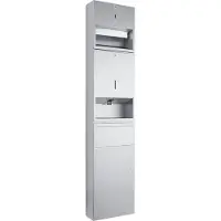 Wagner EWAR Kombinierter Seifen- Handtuchspender mit Papierkorb 727 645 , Matt geschliffen, 950 ml Seife, ca. 250 Blatt, 11 l Papiermüll
