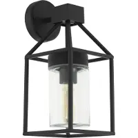 Eglo Außen-Wandlampe Trecate, 1 flammige Außenleuchte, Wandleuchte aus verzinktem Stahl, Farbe: Schwarz, Glas: klar, Fassung: E27, IP44