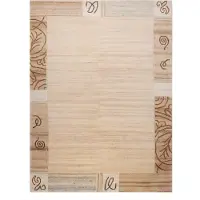 Theko Wollteppich "Nakarta 2, handgeknüpft" Gr. 6, beige, B:190cm H:12mm L:290cm, Schurwolle, Teppiche, Wollteppich, reine Wolle, Naturtöne, Patchworkdesign, meliert, Wohnzimmer
