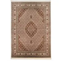 Theko Orientteppich "Mahi Tabriz, handgeknüpft" rechteckig 12 mm Höhe Material: 80%Wolle, 20% Seide, mit Fransen, Wohnzimmer